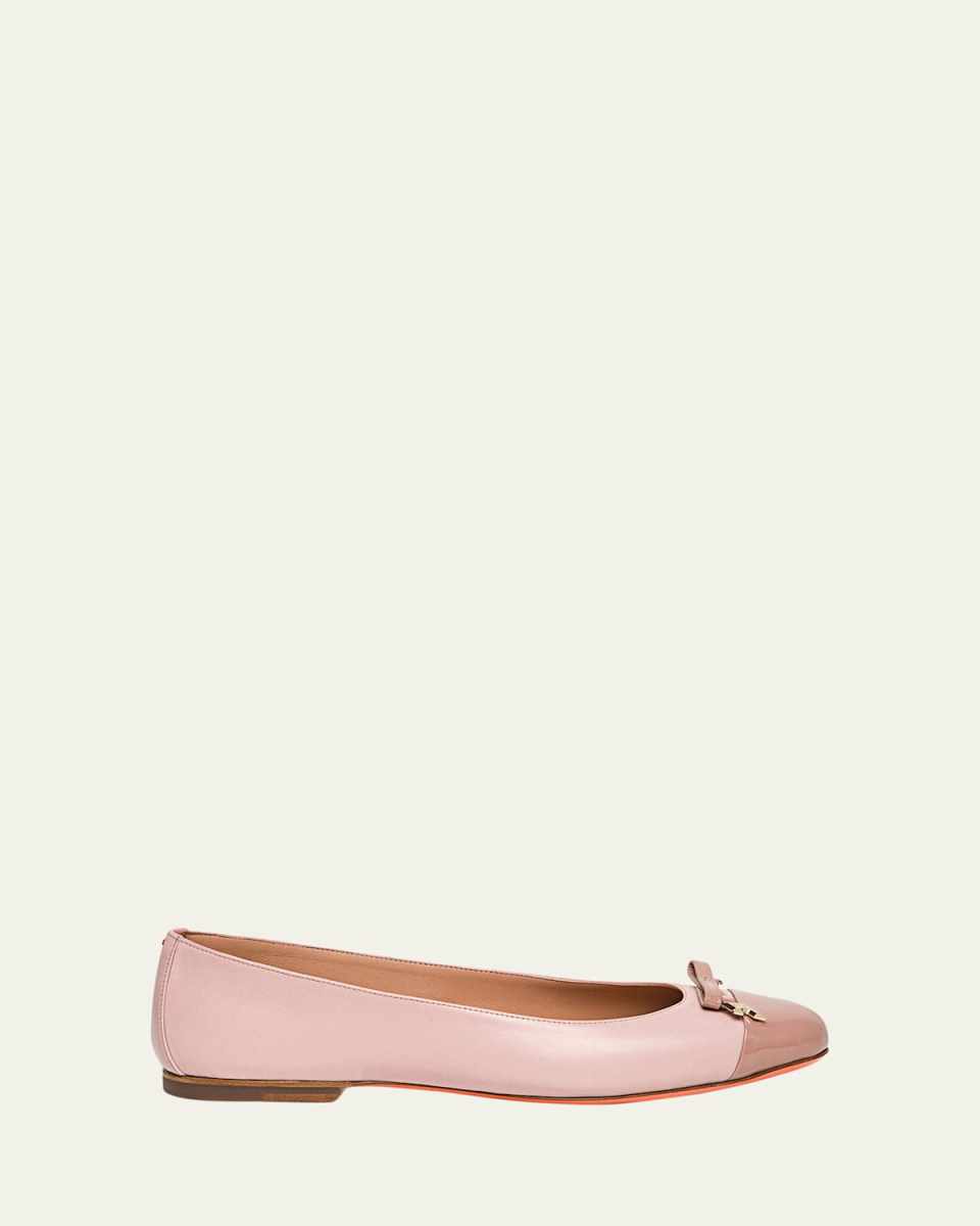 Sandy Leather Cap-Toe Ballerina Flats